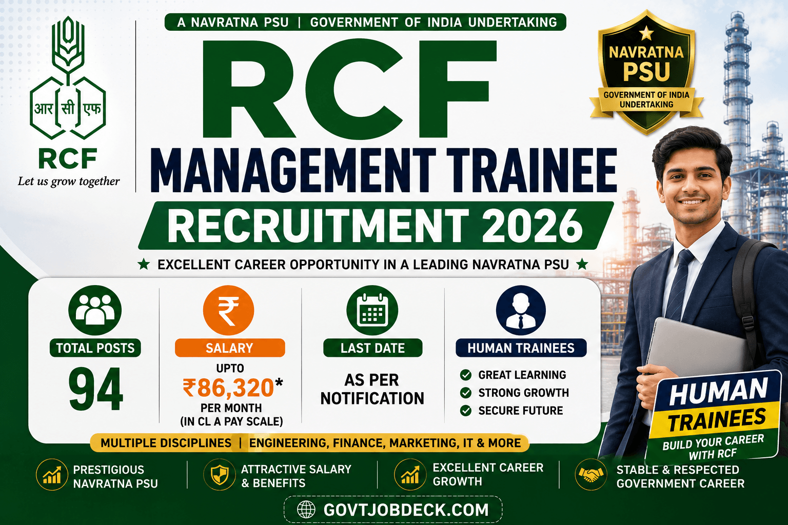 RCF Recruitment 2026 Out for 94 Management Trainee Vacancies – Apply Online Before 24 August