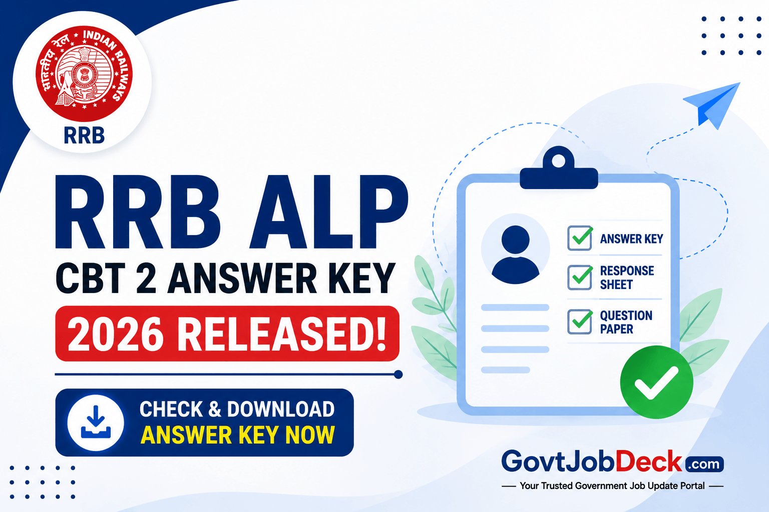 RRB ALP CBT 2 Answer Key 2026 Out, Download Response Sheet & Raise Objection