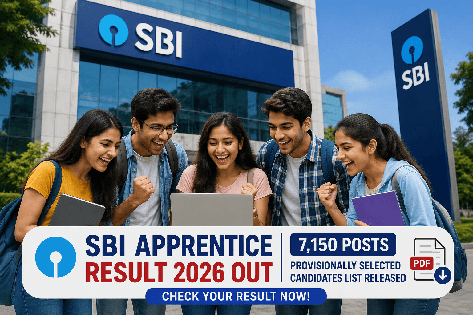 SBI Apprentice Result 2026 selection list PDF for 7,150 posts