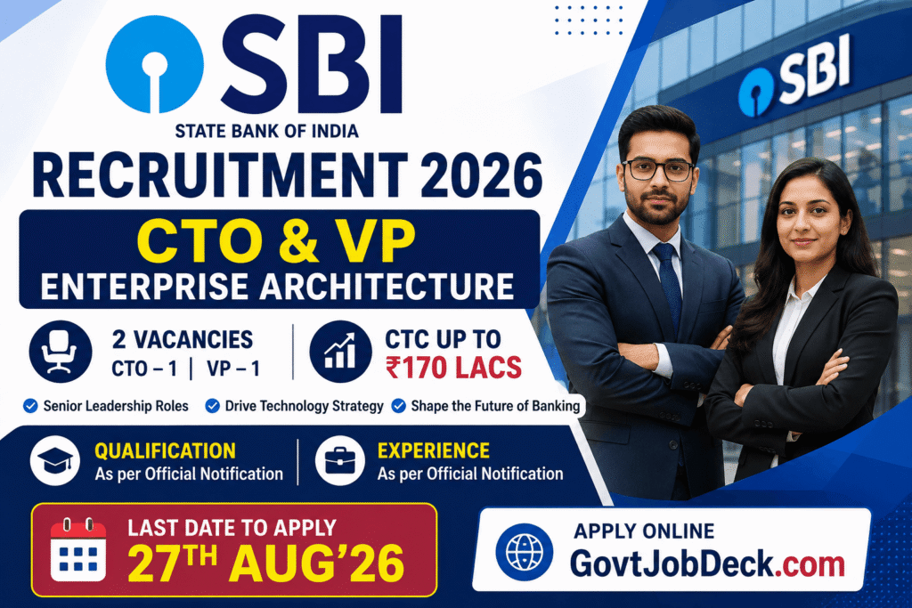 SBI SCO Recruitment 2026 Advt 13 – 2 CTO & VP Vacancies