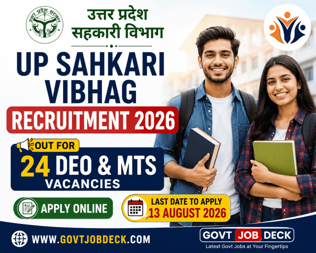 UP Sahkari Vibhag Recruitment 2026 Out for 24 DEO & MTS Vacancies