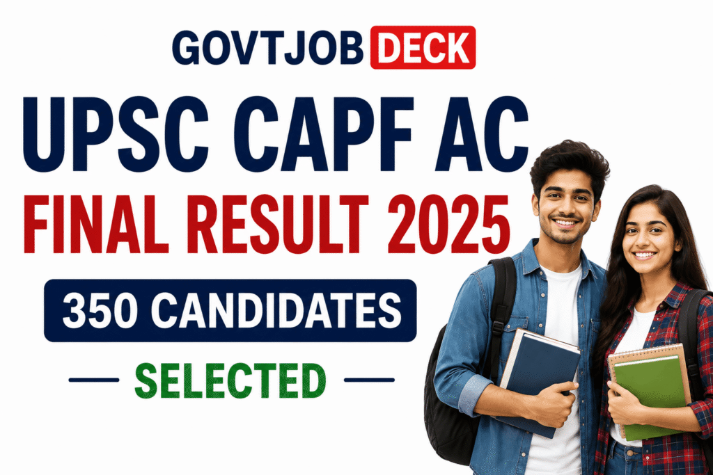 UPSC CAPF AC 2025 Final Result Declared: 350 Candidates Selected for Assistant Commandant Posts