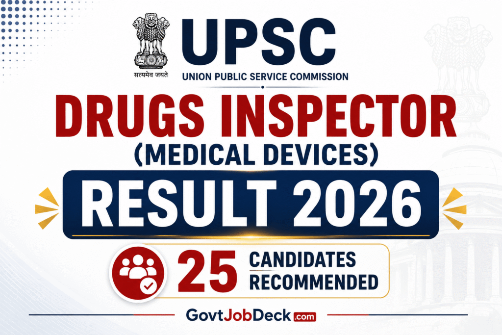 UPSC Drugs Inspector Result 2026 – 25 Candidates Recommended