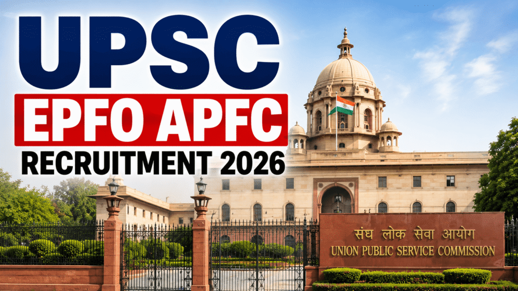 UPSC EPFO APFC Recruitment 2026 with UPSC building in background