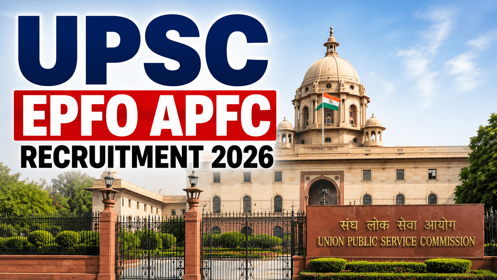 UPSC EPFO APFC Recruitment 2026 with UPSC building in background