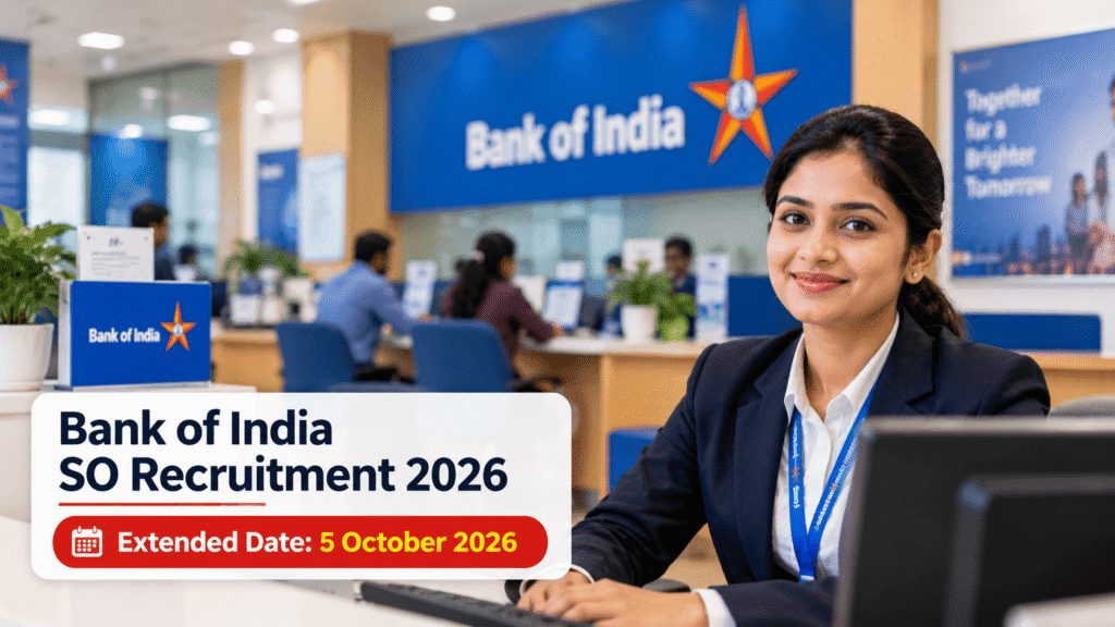 Bank of India Specialist Officer Recruitment 2026 – 205 vacancies and extended last date