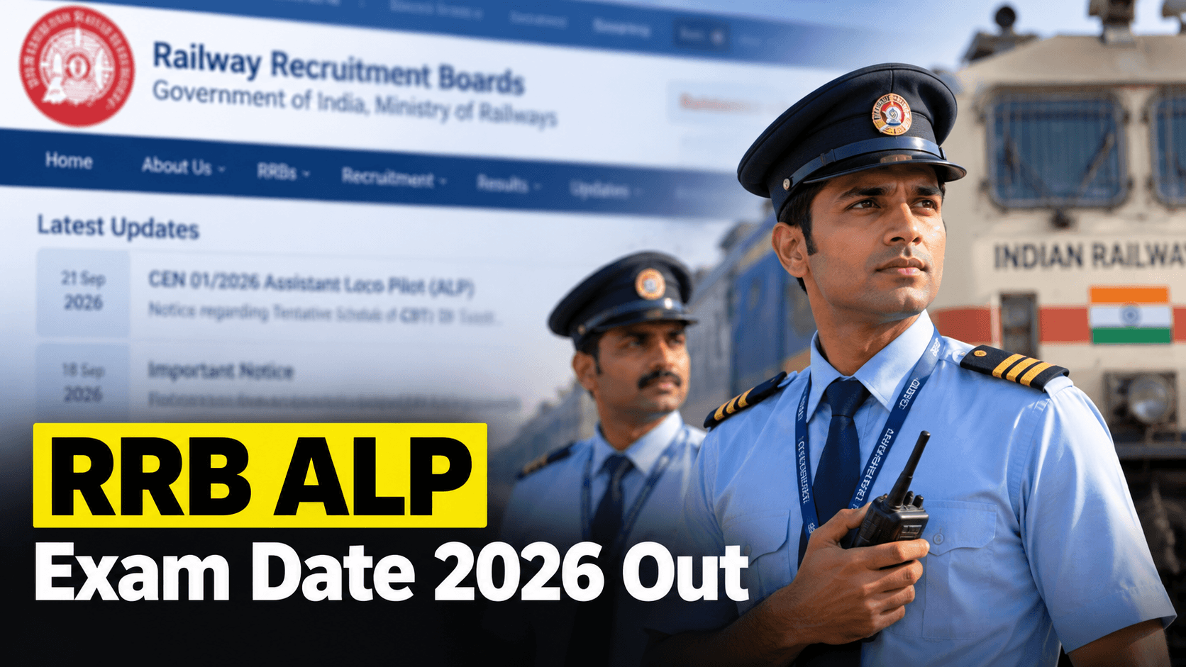 RRB ALP Exam Date 2026 announced for Assistant Loco Pilot CBT 1