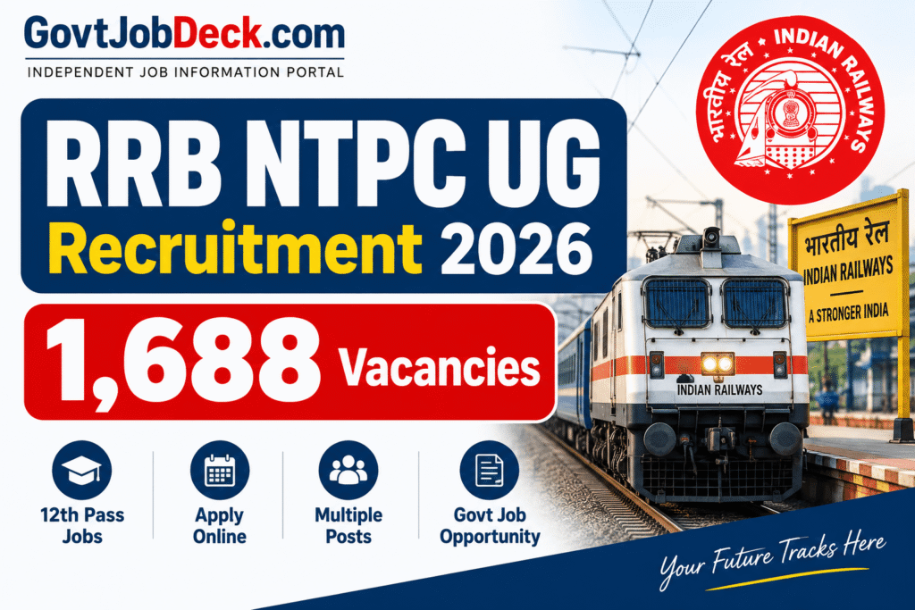 RRB NTPC UG Recruitment 2026 – 1,688 vacancies