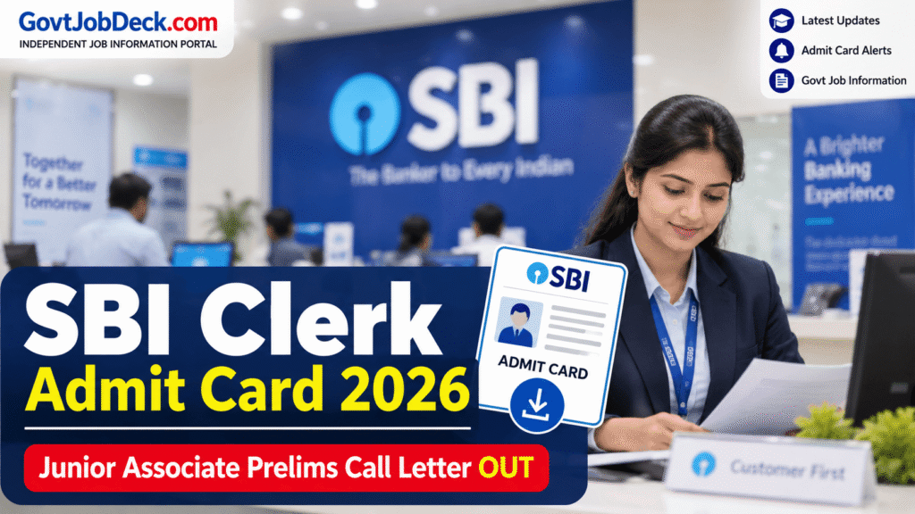 SBI Clerk Admit Card 2026 for Junior Associate Prelims Call Letter