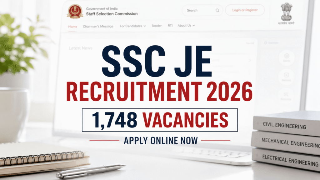 SSC JE Recruitment 2026 notification for 1,748 vacancies