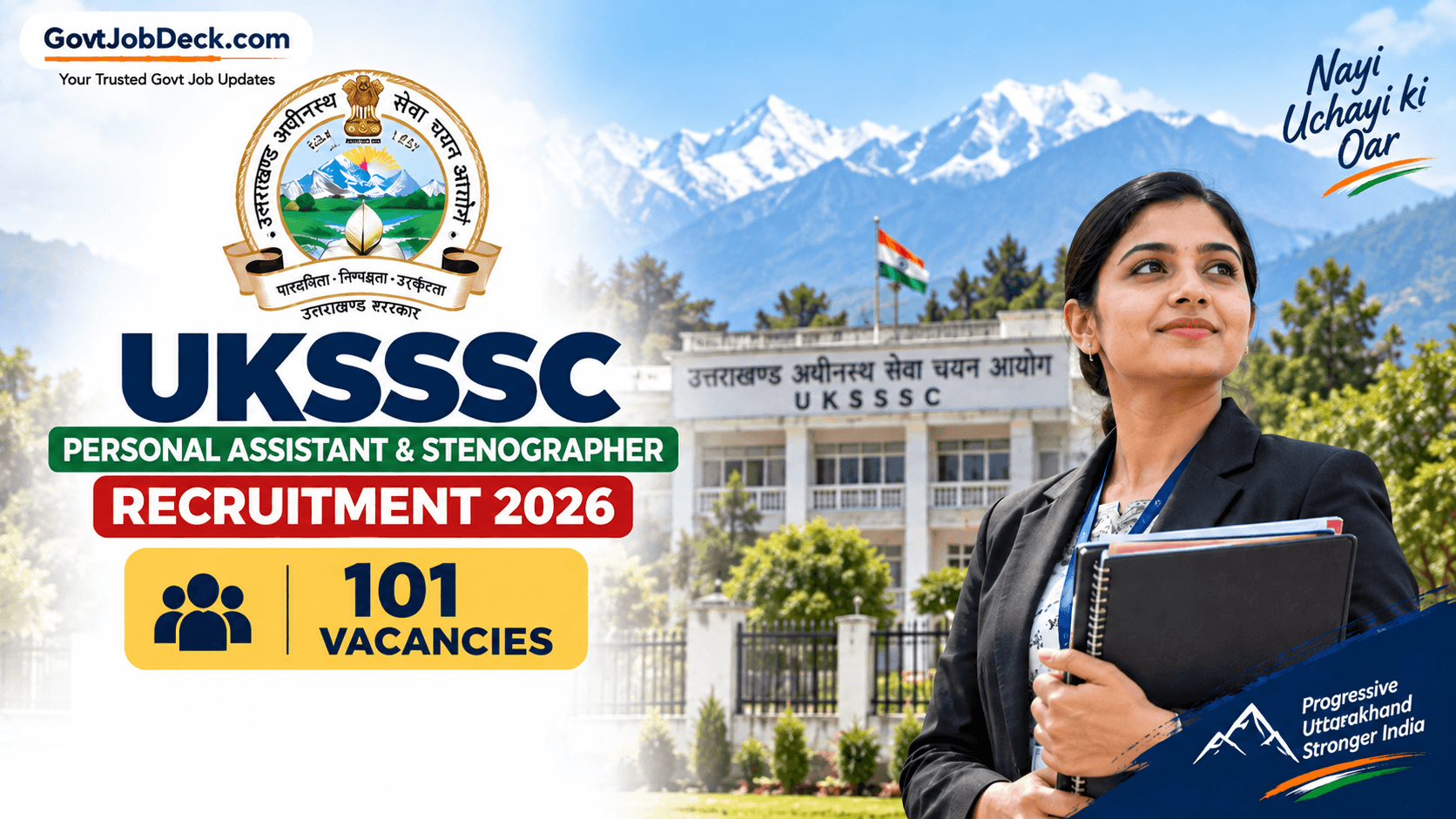 UKSSSC PA Recruitment 2026 for 101 Personal Assistant and Stenographer posts