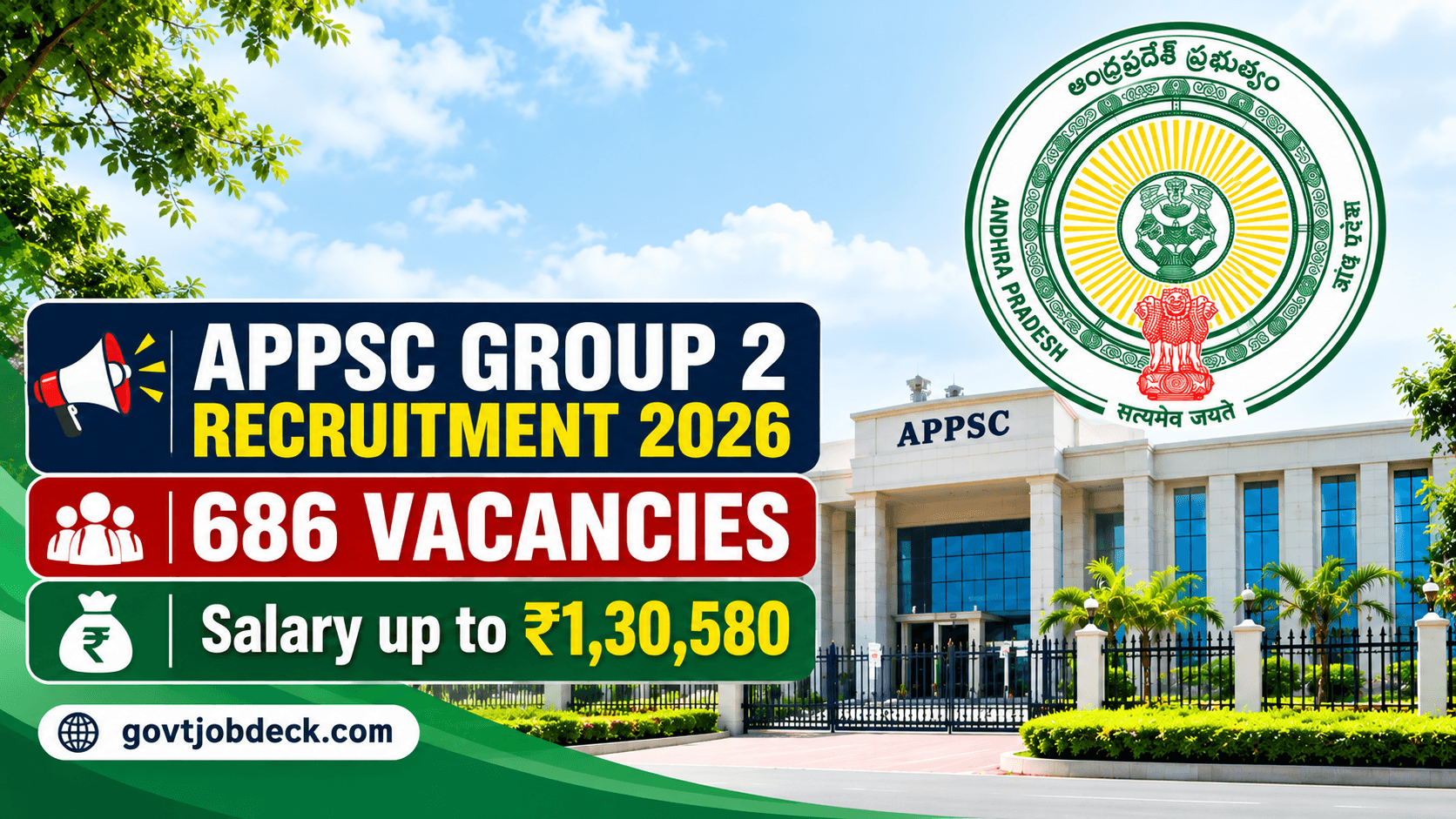 APPSC Group 2 Recruitment 2026 featuring 686 vacancies and salary up to ₹1,30,580