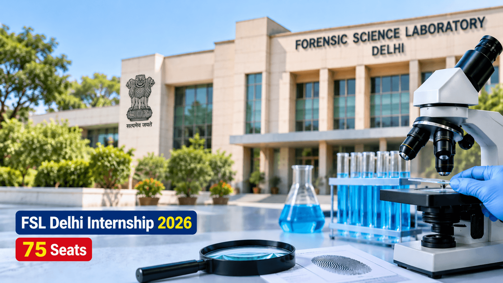 FSL Delhi Internship 2026 notification featuring 75 internship seats