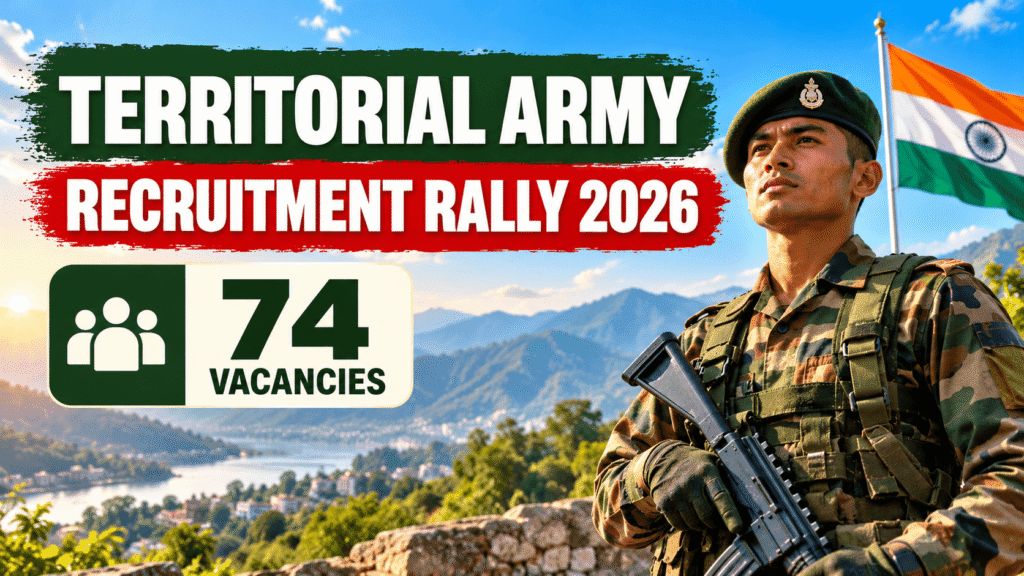 Territorial Army Recruitment Rally 2026 with 74 vacancies for eligible candidates